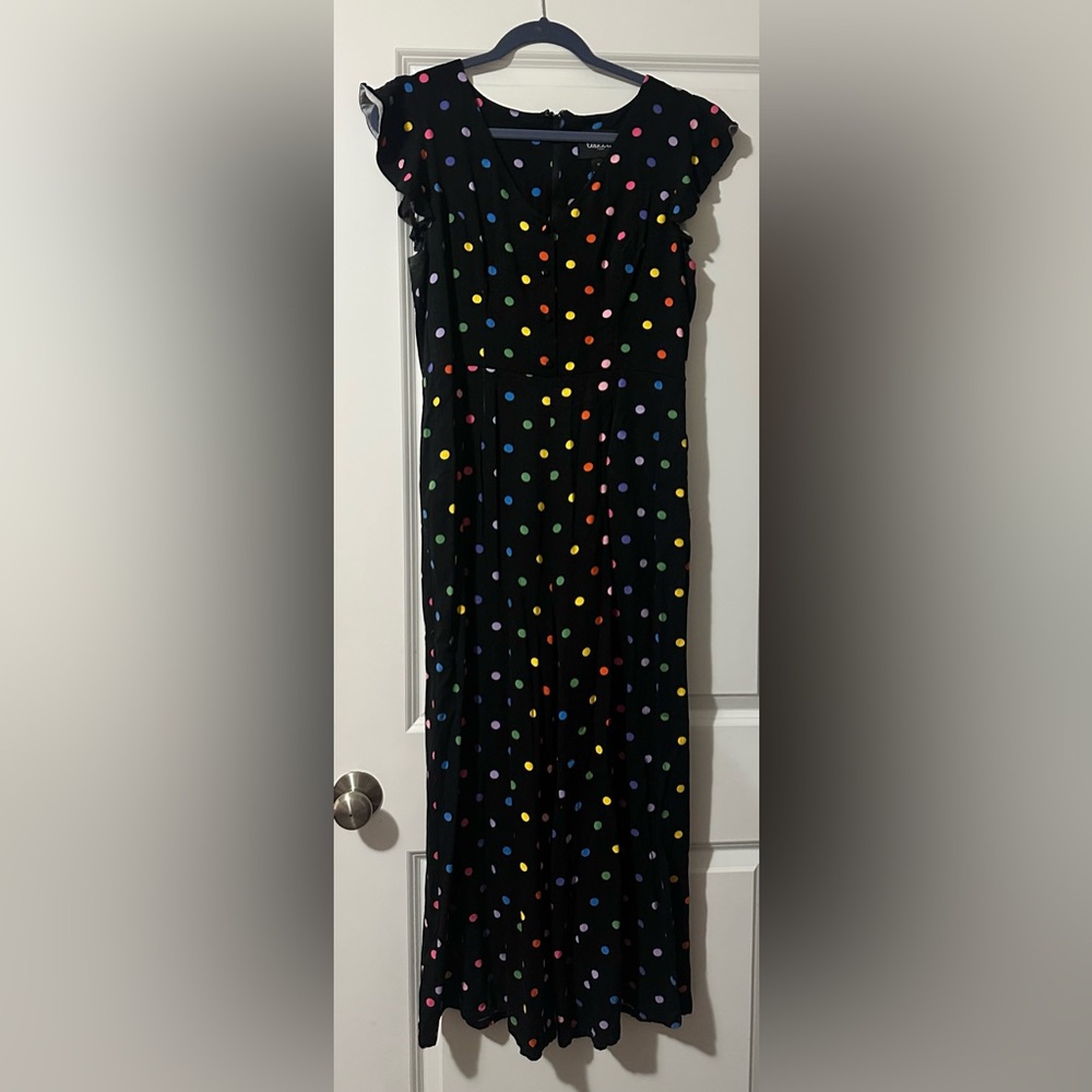 Collectif rainbow polka dot jumpsuit